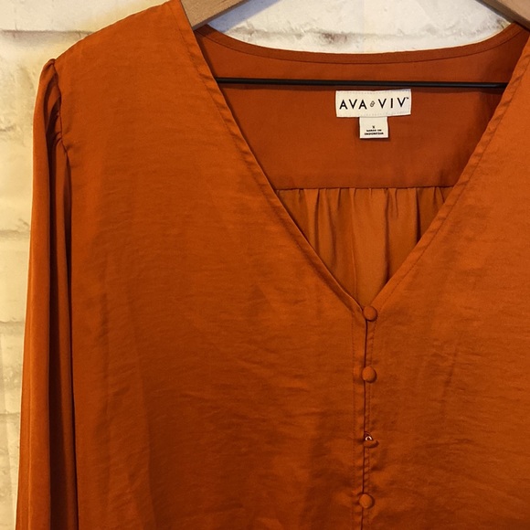Ava & Viv burnt orange satin blouse - Picture 3 of 6